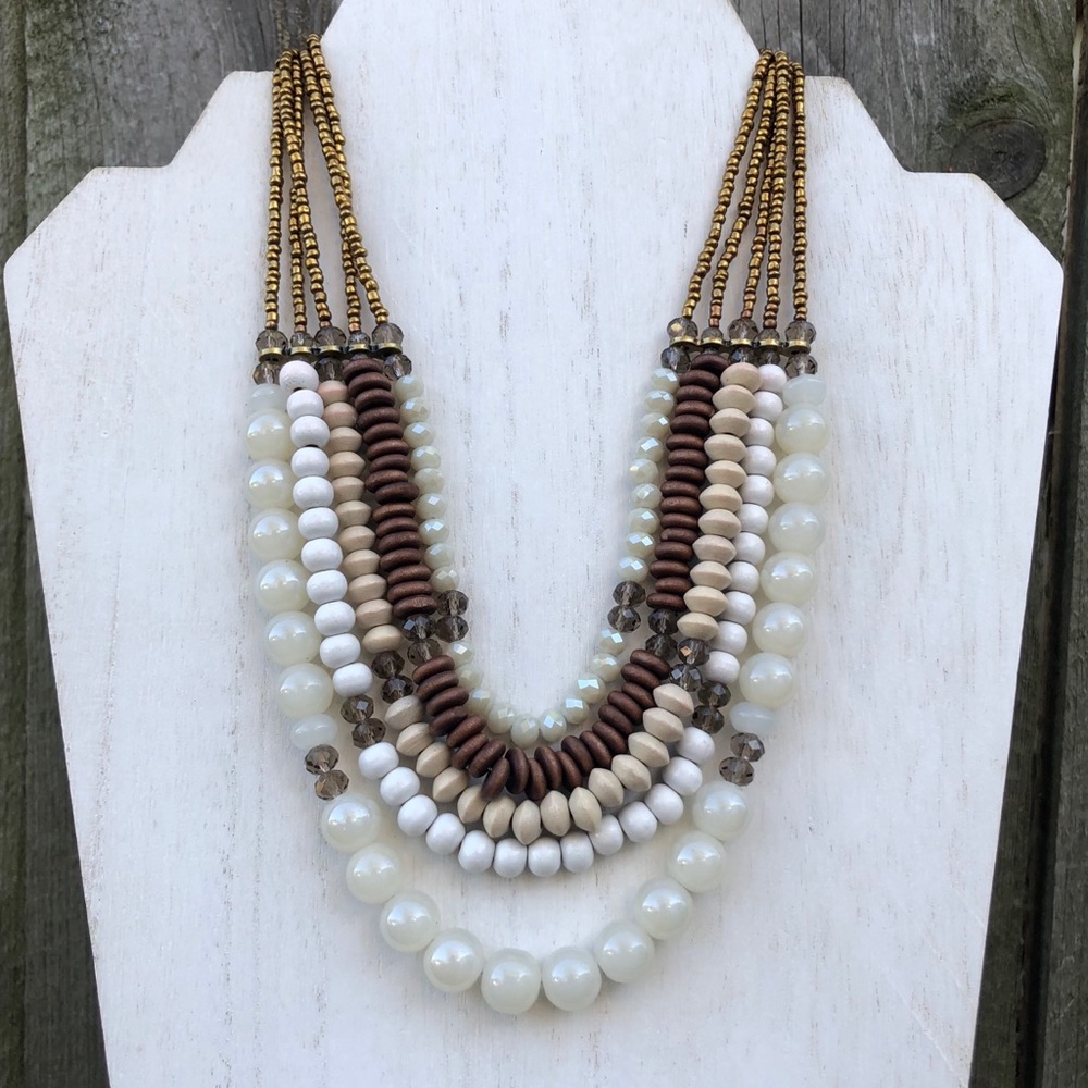 The Limited Beaded Neutral Statement Necklace - image 8